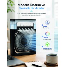 Masaüstü Püskürtmeli Serinletici Fan 5 Sisleme, 3 Fan Hızı, 7 Renk Ambiyans Işığı