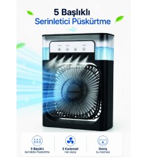 Modern Püskürtmeli Masaüstü Fan Geniş Su Haznesi, 5 Sis Çıkışı, 3 Kademe Fan Gücü