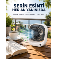 Taşınabilir Şarjlı Masa Fanı Sessiz ve Güçlü Fan Sistemli