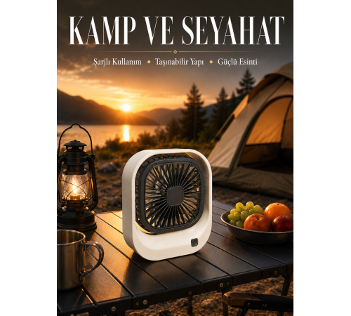 Şarjlı Masaüstü Fan Güçlü Hava Akışı ve Sessiz Çalışma