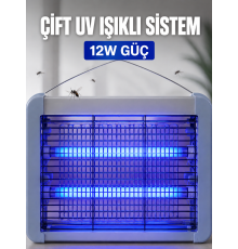 Elektrikli Sinek ve Sivrisinek Öldürücü 12W Çift UV Işıklı Böcek Lambası