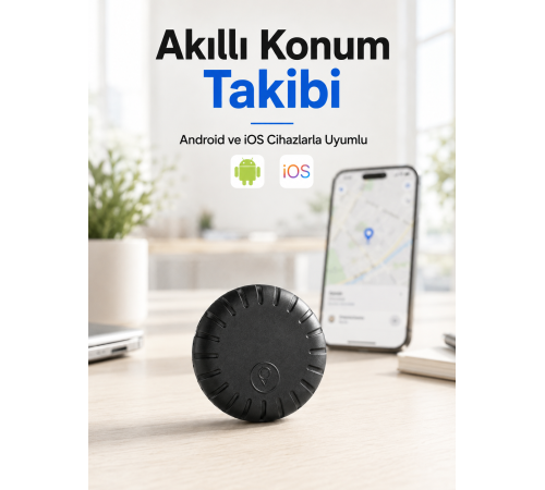 Akıllı GPS Takip Cihazı Android ve iOS Uyumlu 2 Yıl Pil Ömürlü Mini Konum Bulucu