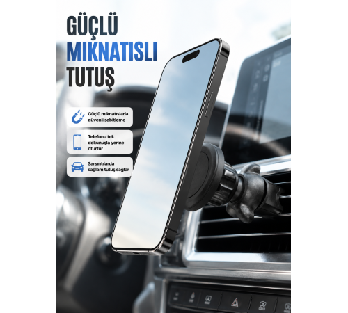 Araç İçi Manyetik Telefon Tutucu Havalandırma Klipsli Telefon Standı