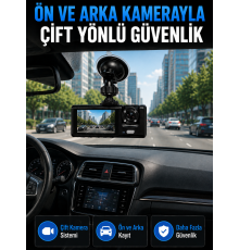 WiFi Çift Kameralı Araç İçi Kayıt Kamerası 1080P Full HD 170° Geniş Açılı Araç Kamerası