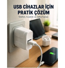 12W USB Şarj Adaptörü 5V 2.4A Hızlı ve Güvenli Şarj Başlığı
