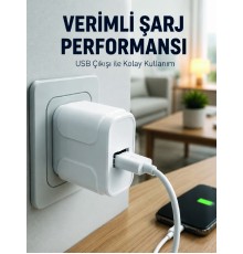 12W USB Şarj Adaptörü Ev ve Ofis Kullanımına Uygun