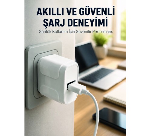 Pratik ve Kompakt Tasarımlı 12W USB Telefon Şarj Adaptörü