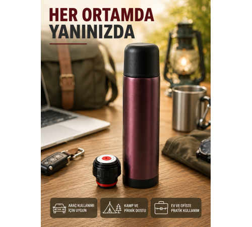 Vakumlu Termos 304 Paslanmaz Çelik Seyahat Termosu