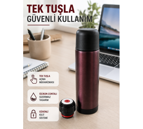Çift Katmanlı Vakumlu Termos Ofis Araç Kamp İçin Paslanmaz Çelik Termos