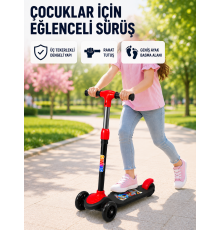 Çocuk Scooterı 3 Tekerlekli Denge Destekli Ayarlanabilir Gidonlu Çocuk Skuteri