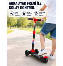 3 Tekerlekli Çocuk Scooterı Kaymaz Geniş Tabanlı Dengeli Sürüş Skuteri