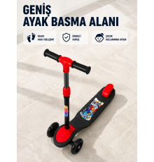 Çocuklar İçin 3 Tekerlekli Scooter Ayarlanabilir Gidonlu Eğlenceli Sürüş Aracı