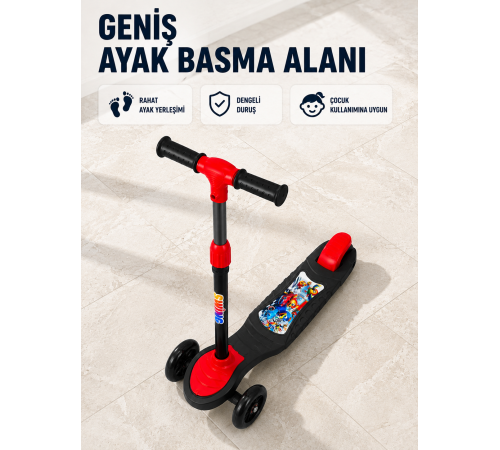 Çocuklar İçin 3 Tekerlekli Scooter Ayarlanabilir Gidonlu Eğlenceli Sürüş Aracı