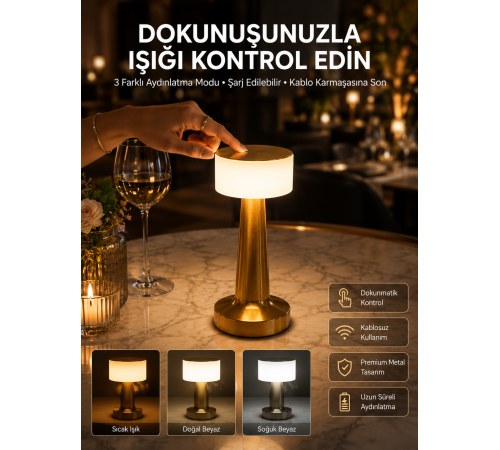 Dekoratif Masa Lambası Dokunmatik Renk Değiştirebilen Gece Lambası