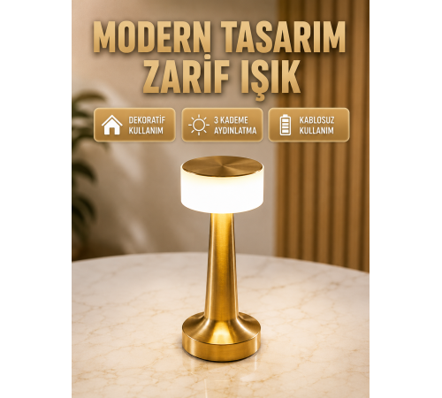 Touch Gece Lambası – Dokunmatik Kontrol, Kablosuz Kullanım, Metal Gövde Yeni Nesil (Kopya)