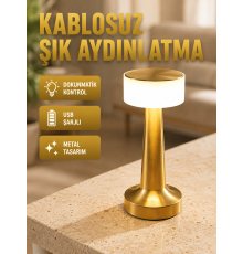 Modern USB'li Kablosuz Masa Lambası – Minimalist Tasarım, 3 Farklı Parlaklık Yeni Nesil