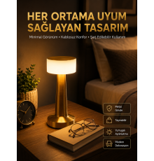 Kablosuz Renkli Masa ve Gece Lambası Altın Rengi Dokunmatik Led Lamba