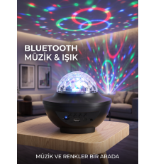 Bluetooth Hoparlörlü RGB Disko Işığı Müzikli Parti Lambası USB TF Kart Destekli