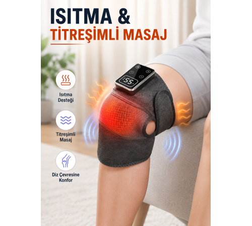 Dijital Ekranlı Isıtmalı Diz Masaj Aleti Ayarlanabilir Titreşimli Şarjlı Masaj Cihazı