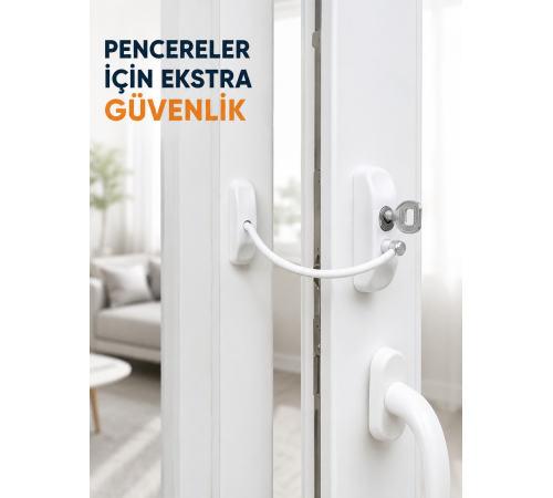 Anahtarlı Pencere Güvenlik Aparatı Esnek Kablolu Pencere Açılma Sınırlayıcı Kilit