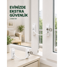 Çocuk Güvenliği İçin Kablolu Pencere Kilidi Anahtarlı Emniyet Aparatı 2 Adet
