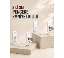 2’li Set Pencere Güvenlik Kilidi Anahtarlı Kablolu Çocuk Emniyet Kilidi Beyaz