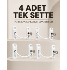 Anahtarlı Pencere Emniyet Kilidi 4 Adet Güvenlik Seti