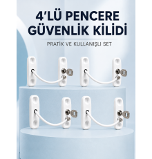 Pencere ve Kapılar İçin Anahtarlı Güvenlik Kilidi 4’lü Set