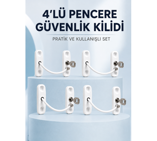 Pencere ve Kapılar İçin Anahtarlı Güvenlik Kilidi 4’lü Set