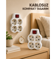 2’li Set 4’lü Priz Çoklayıcı Açma Kapama Anahtarlı Direkt Prize Takılan Adaptör