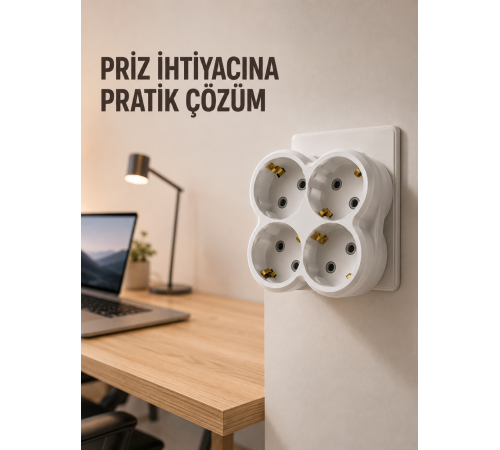Tek Prizi 4’lü Yapan Priz Çoğaltıcı Direkt Prize Takılan Kablosuz Çoklayıcı