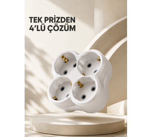 Kompakt 4’lü Priz Adaptörü Ev Ofis İçin Kablosuz Priz Çoğaltma Aparatı