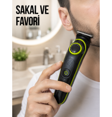 Çok Başlıklı Erkek Tıraş Makinesi Sakal Favori Burun Kulak ve Vücut Bakım Seti