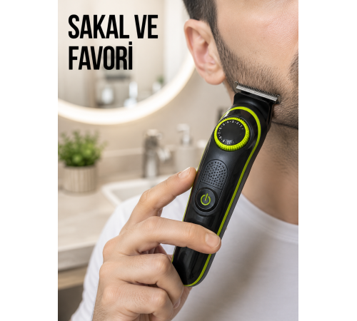Çok Başlıklı Erkek Tıraş Makinesi Sakal Favori Burun Kulak ve Vücut Bakım Seti