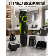 5'i 1 Arada Erkek Bakım Seti Çok Başlıklı Sakal Vücut Burun Kulak Tıraş Makinesi