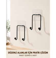 2 Adet Yapışkanlı Duvar Askısı Pratik Çok Amaçlı Düzenleyici Askı