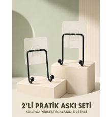 İkili Yapışkanlı Askı Seti Duvar Tipi Çok Amaçlı Pratik Askılık 2 Adet