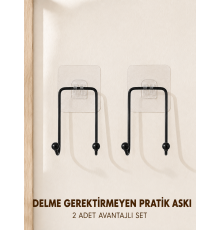 2 Adet Çok Amaçlı Yapışkanlı Askı Ev Mutfak Banyo Düzenleyici