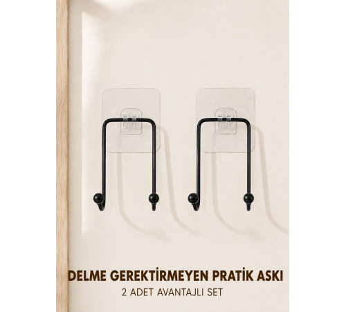 2 Adet Çok Amaçlı Yapışkanlı Askı Ev Mutfak Banyo Düzenleyici