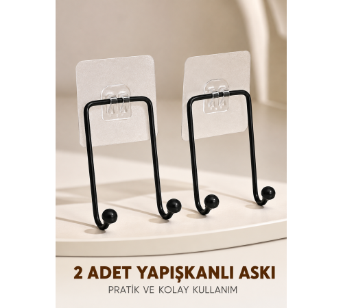 İkili Duvar Tipi Yapışkanlı Askılık Pratik Ev Düzenleme Askısı