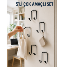 5'li Yapışkanlı Askı Seti Mutfak Banyo ve Ev İçin Çok Amaçlı Askılık