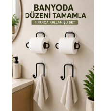 Banyo ve Mutfak İçin 4 Parça Set 2 Adet Kağıtlık 2 Adet Havlu Askısı
