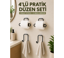 Duvara Yapışkanlı Rulo Kağıtlık ve Havlu Askılığı 2’şer Adet 4’lü Set