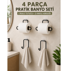 Pratik Banyo Düzenleme Seti 2 Adet Rulo Kağıt Tutucu 2 Adet Havlu Askılığı