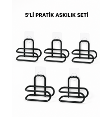 Siyah Metal WC Kağıtlık Yapışkanlı Tuvalet Kağıdı Rulo Tutucu 5 Adet Avantajlı Set