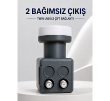 Çift Çıkışlı Twin LNB 4K Ultra HD Uyumlu Ku Band Uydu Anten Başlığı 0.1 dB