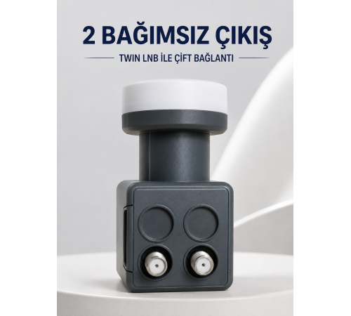 Çift Çıkışlı Twin LNB 4K Ultra HD Uyumlu Ku Band Uydu Anten Başlığı 0.1 dB