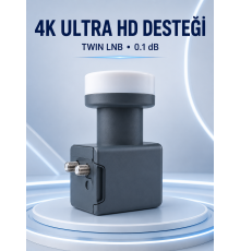 Uydu Anten LNB Twin Çıkışlı 0.1 dB Ku Band 4K Ultra HD Uyumlu