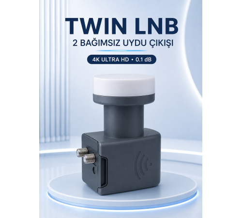 Ku Band Twin LNB Çift Çıkış 4K Ultra HD Destekli 0.1 dB Uydu Anten LNB