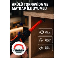 Esnek Bits Uç Seti 12 Parça Manyetik Adaptörlü Matkap Tornavida Aksesuarı